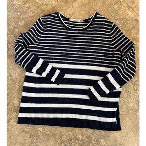Athleta Navy & White Stripe Crewneck Long Sleeve Sweater, Women's size S